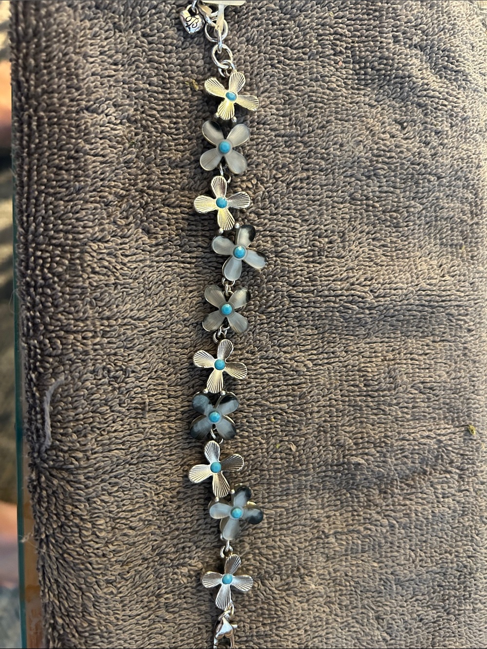 Brighton Silver Flower Bracelet with Turquoise Centers